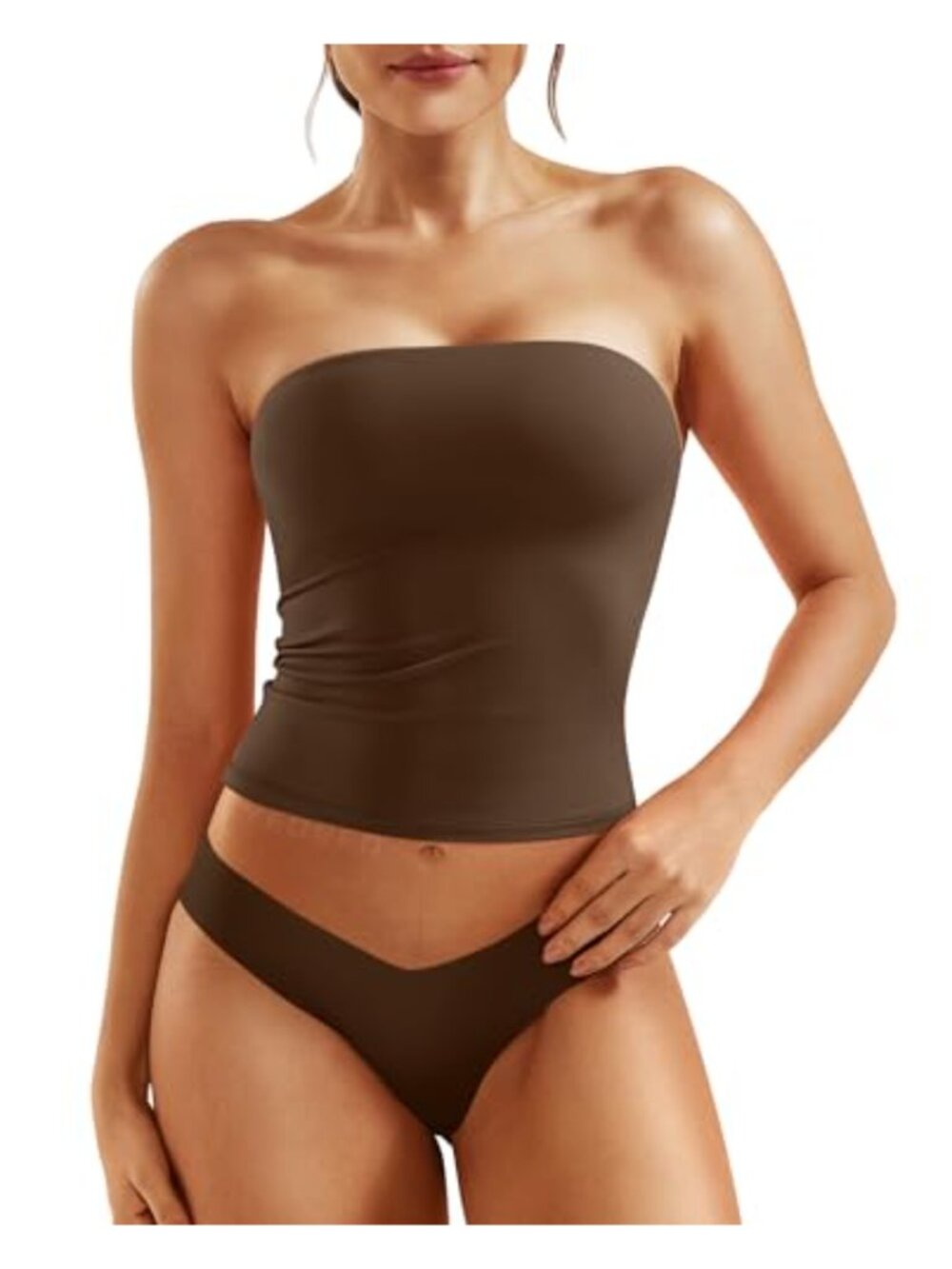 Women Double Lined Tube Top Strapless Crop Bandeau Nylon Spandex